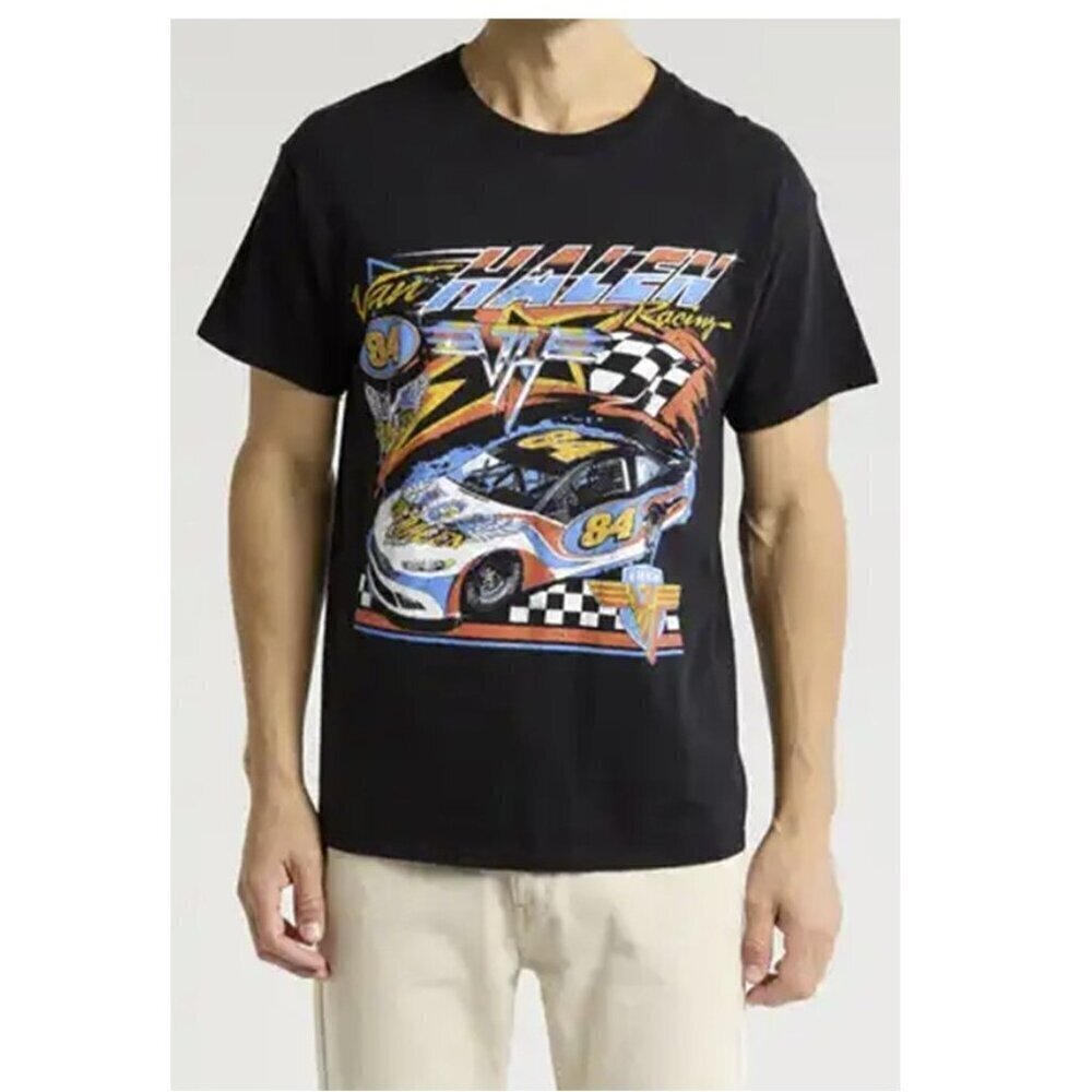 Van Halen New Men's #84 Racing Short Sleeve Black Graphic T-Shirt